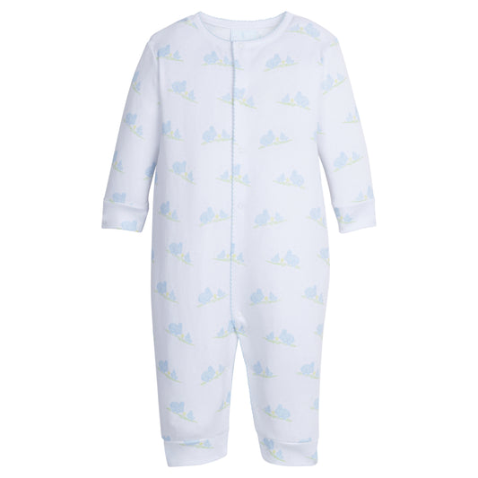 Little English Printed Romper- Blue Bunnies