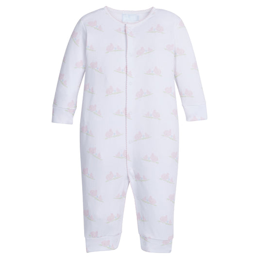 Little English Printed Romper- Pink Bunnies