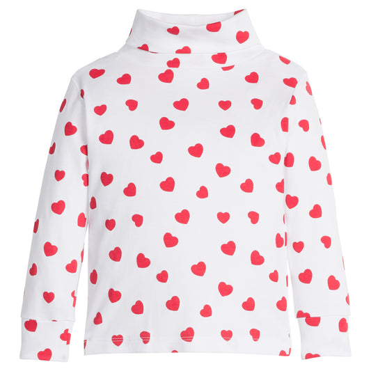 Printed Turtleneck - Red Hearts