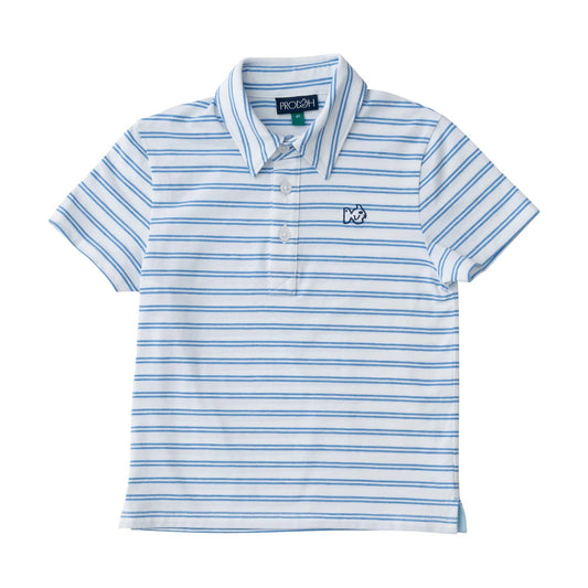 PRODOH Too Cool For School Heathered Polo - Marina Blue Stripe