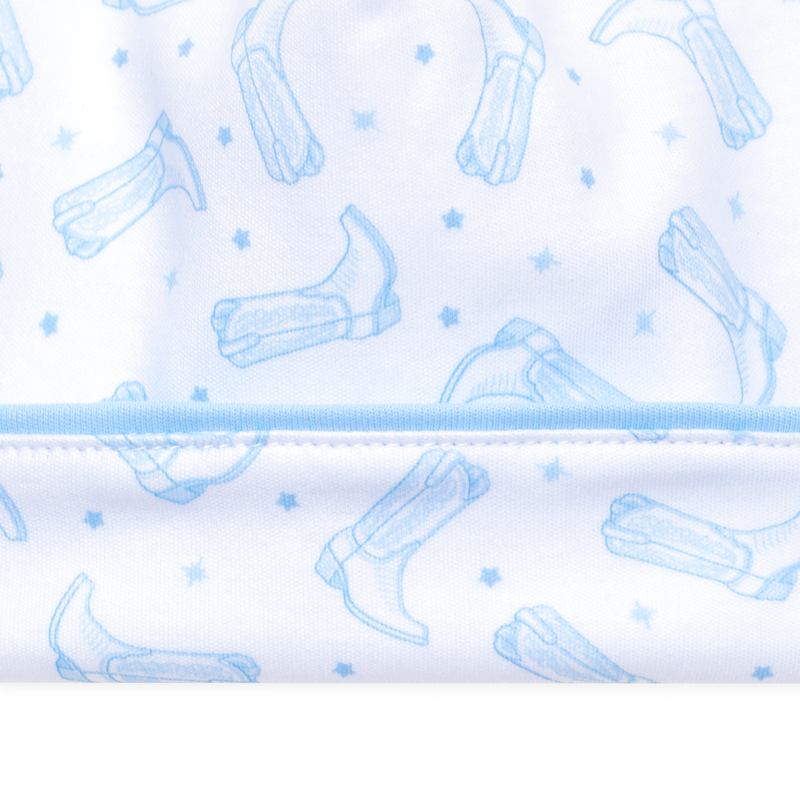Magnolia Baby Darling Cowboy Boots Printed Hat- Light Blue