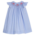 Little English Smocked Bishop Dress- Flags