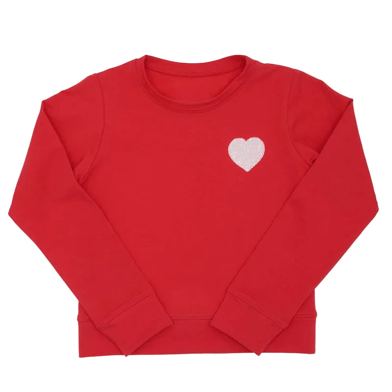 Red Sequin Heart Long Sleeve Tee