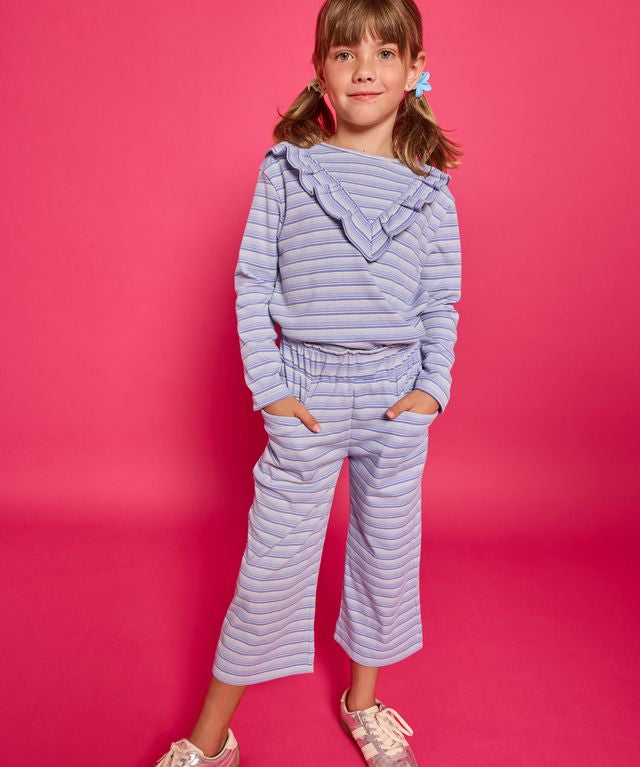 Aspen Tee- Blue Sparkle Stripe