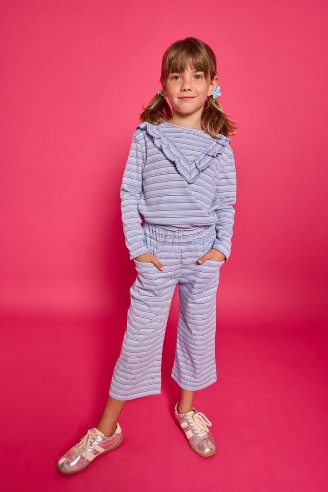 Palazzo Pants- Blue Sparkle Stripe