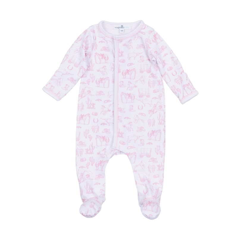 Wild West Toile Footie- Pink