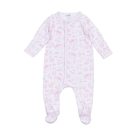 Wild West Toile Footie- Pink