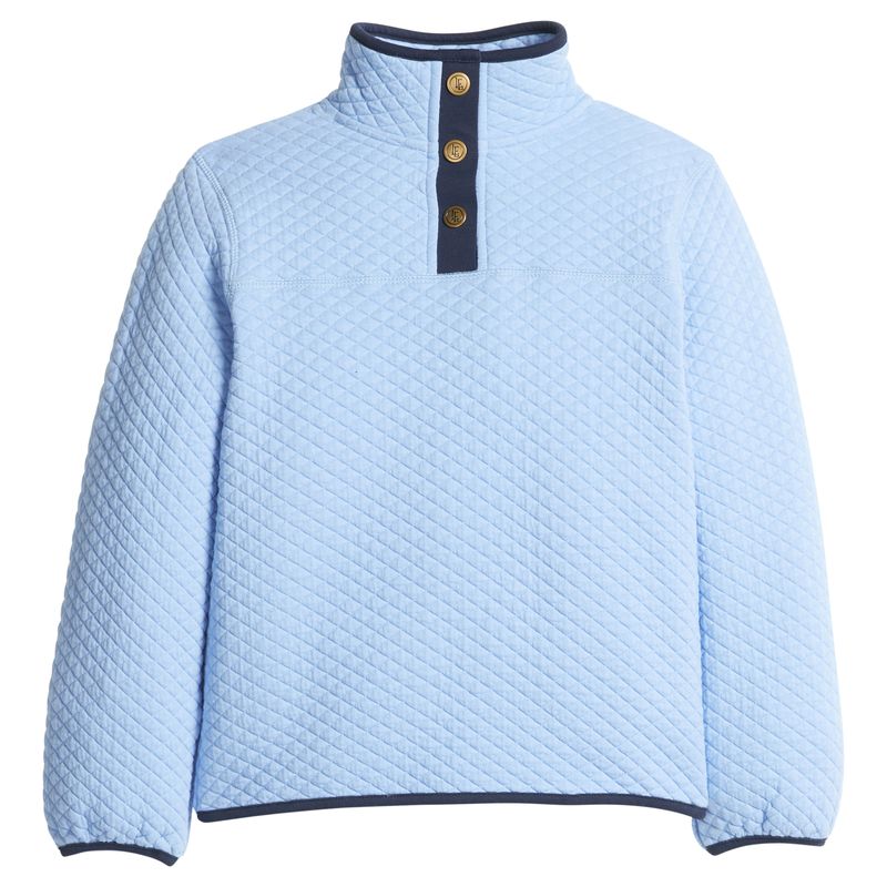 Quilted Pullover- Light Blue and Navy