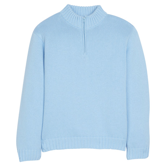 Little English Quarter Zip Sweater - Light Blue