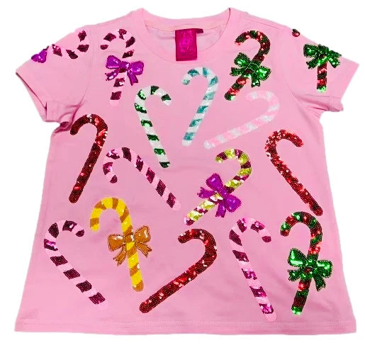 Pink Rainbow Candy Canes Tee - Kid's