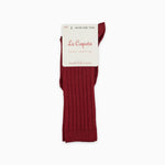 La Coqueta Ribbed Knee High Kids Socks - Burgundy