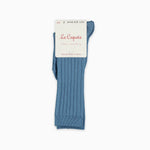 La Coqueta Ribbed Knee High Kids Socks - Dusty Blue