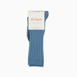 La Coqueta Ribbed Knee High Kids Socks - Dusty Blue