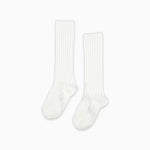 La Coqueta Ribbed Knee High Kids Socks - White