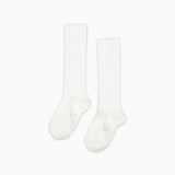 La Coqueta Ribbed Knee High Kids Socks - White