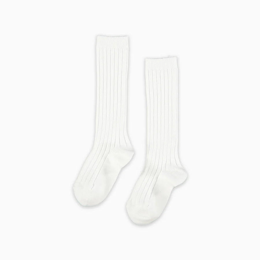 La Coqueta Ribbed Knee High Kids Socks - White