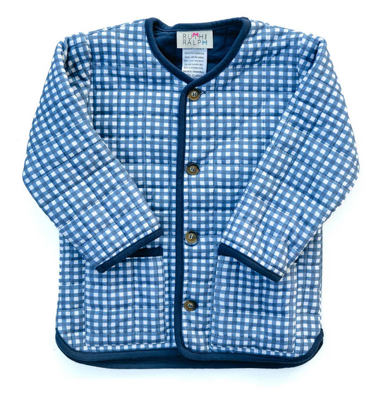Ruth and Ralph Navy Gingham Quilted Jacket