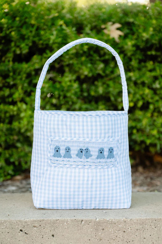 Ruth and Ralph Blue Ghosts Smocked Treat Bag