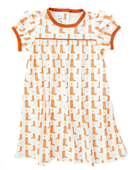 Ruth and Ralph Burnt Orange Boots Catherine Dress