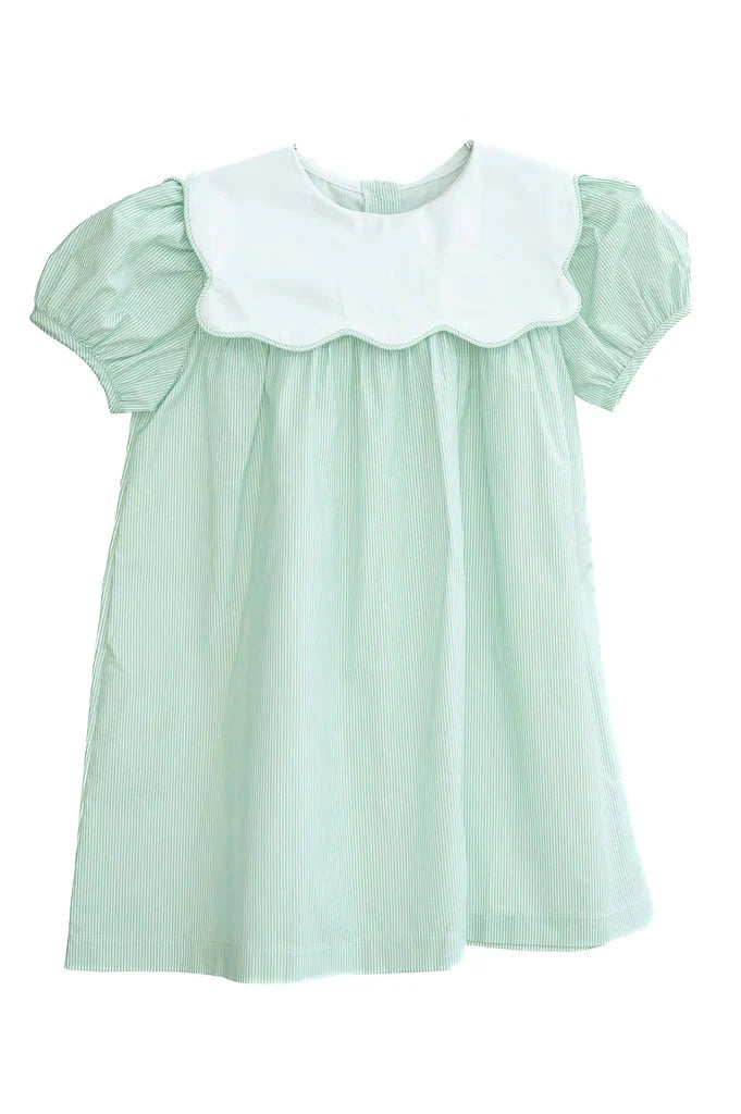 Ruth and Ralph Scalloped Green Bib Dress