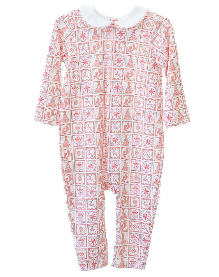 Ruth and Ralph Christmas Tiles Grayson Coverall Romper