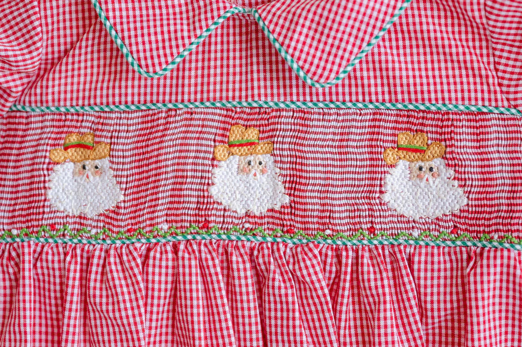 Ruth and Ralph Cowboy Santa Boy's Red Smocked Henry Bubble