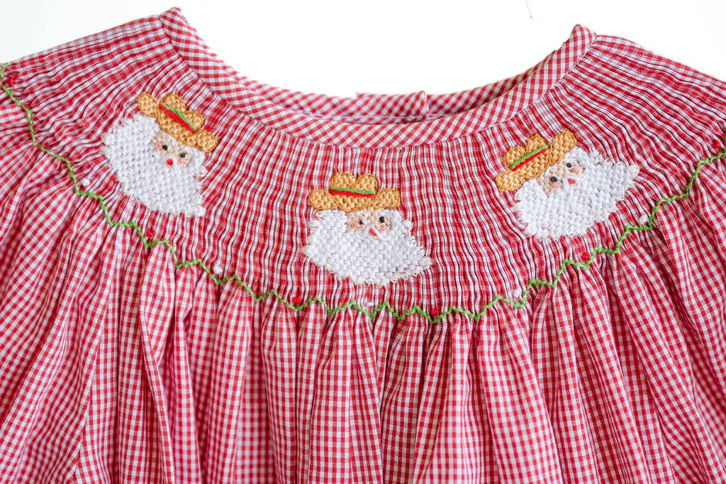 Ruth and Ralph Cowboy Santa Smocked Red Dress