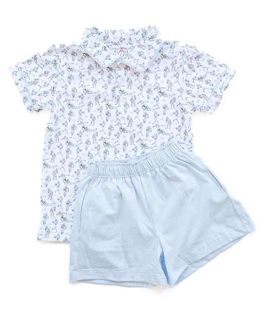Ruth and Ralph Football Players Shep Polo and Shorts Set