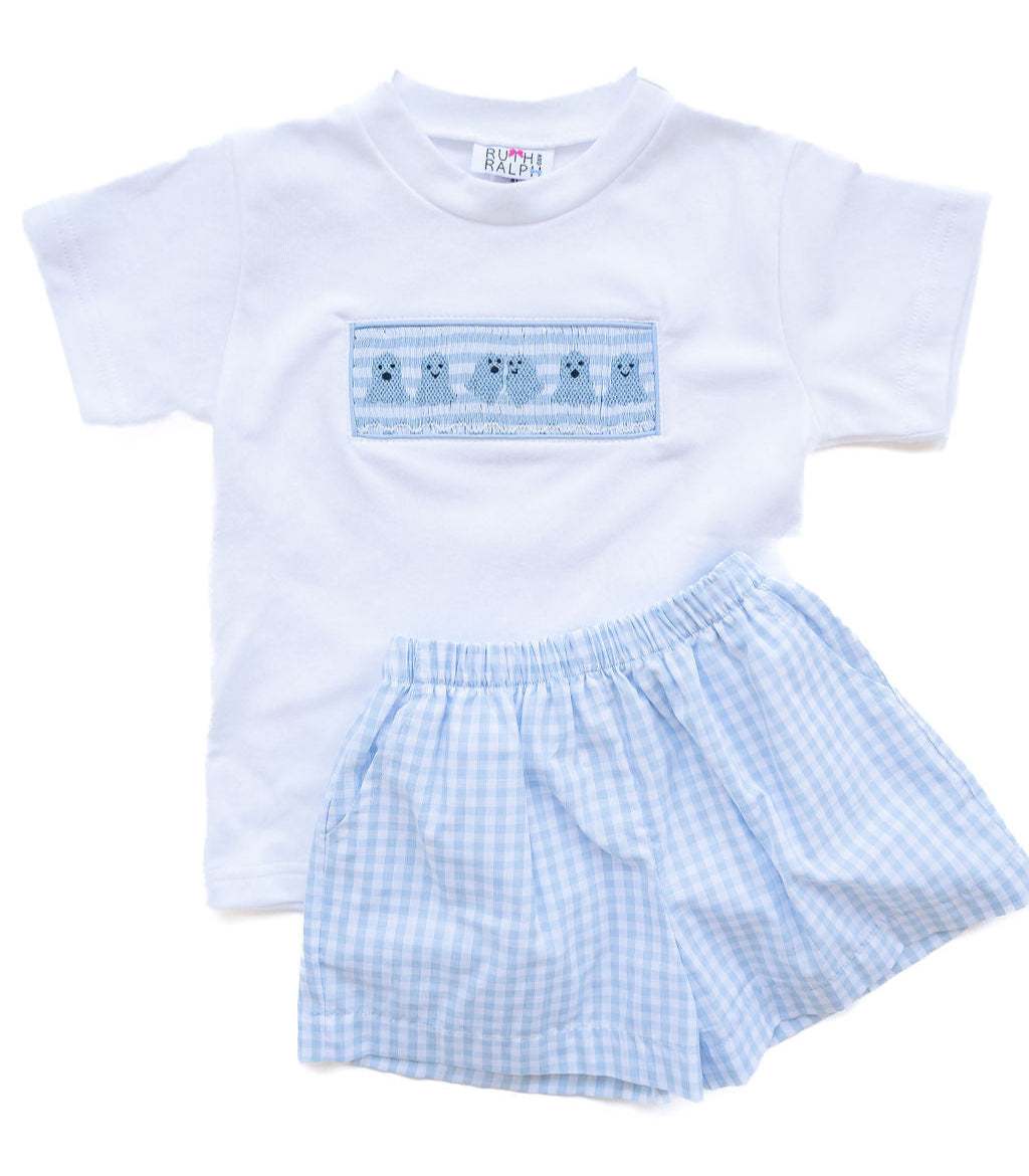 Ruth and Ralph Blue Ghosts Beau Shorts Set
