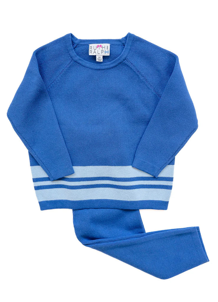 Ruth and Ralph Blue Stripes Knit Set
