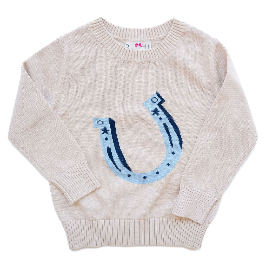 Ruth and Ralph Blue Horseshoe Sweater