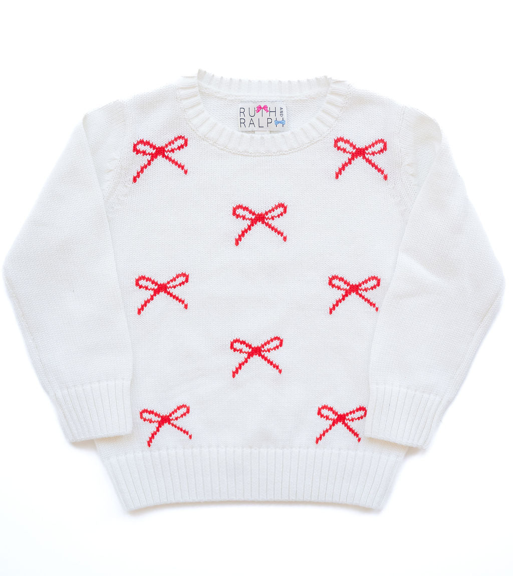 Ruth and Ralph Red and White Bows Sweater