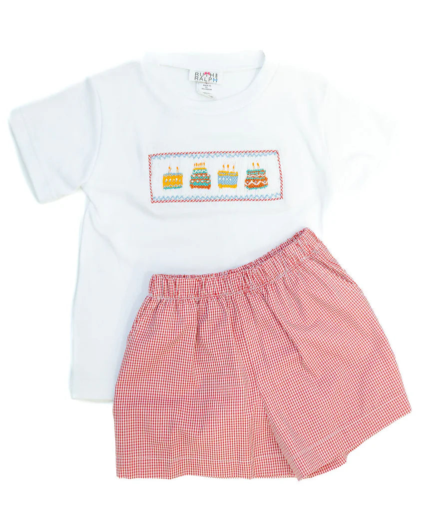 Ruth and Ralph Red Birthday Cakes Beau Shorts Set