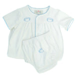 Ruth and Ralph Blue Football Layette Set