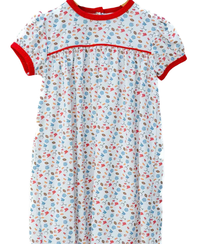 Ruth and Ralph Football Print Pima Catherine Dress