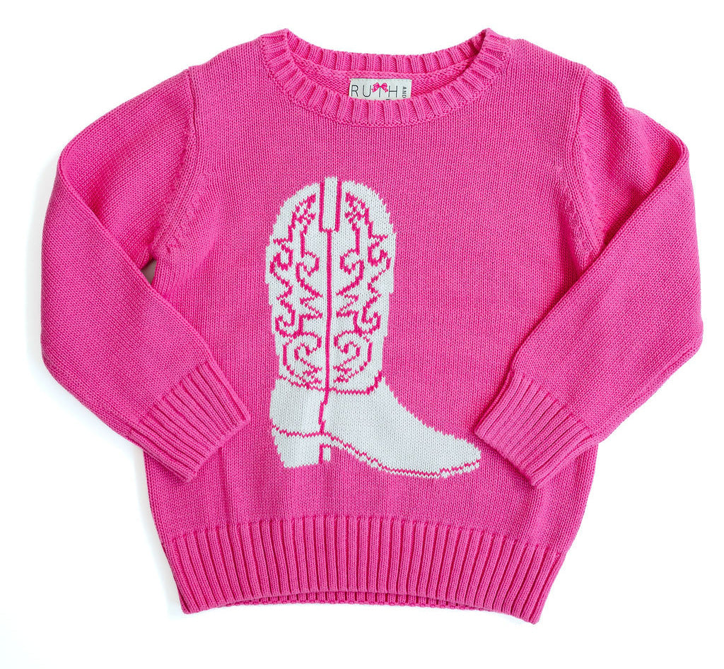 Pink Cowboy Boot Sweater