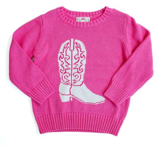 Pink Cowboy Boot Sweater