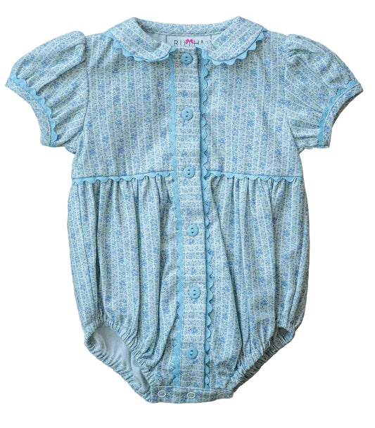 Ruth and Ralph Blue Floral Front Button Bubble