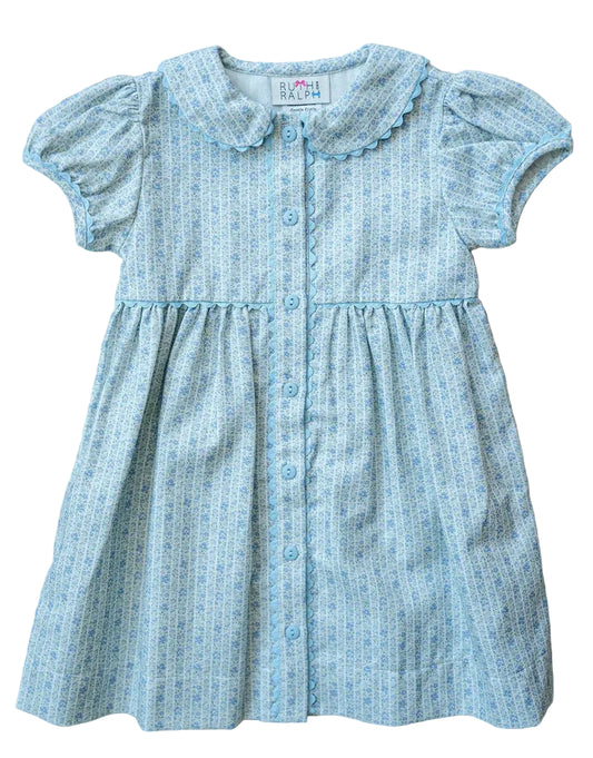 Ruth and Ralph Blue Floral Front Button Dress