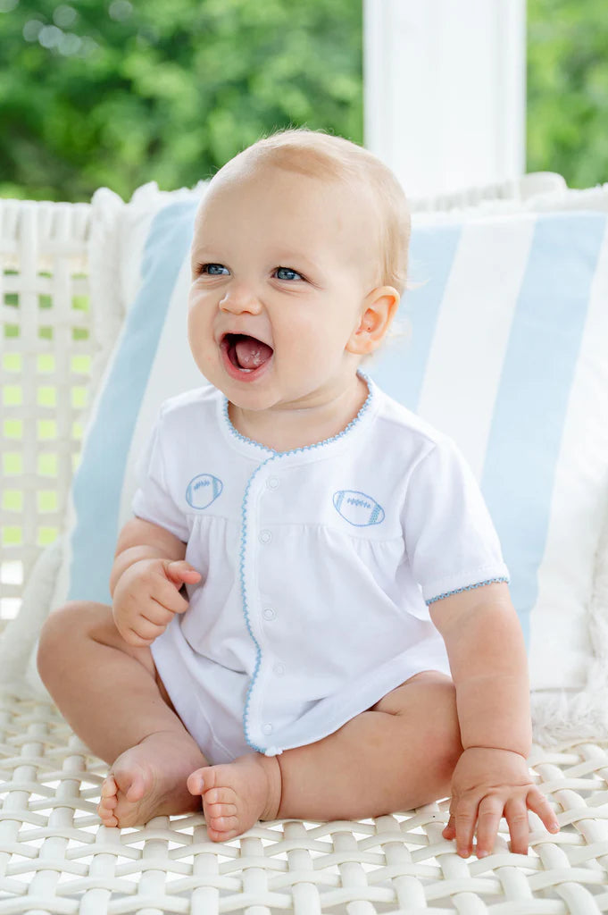Ruth and Ralph Blue Football Layette Set