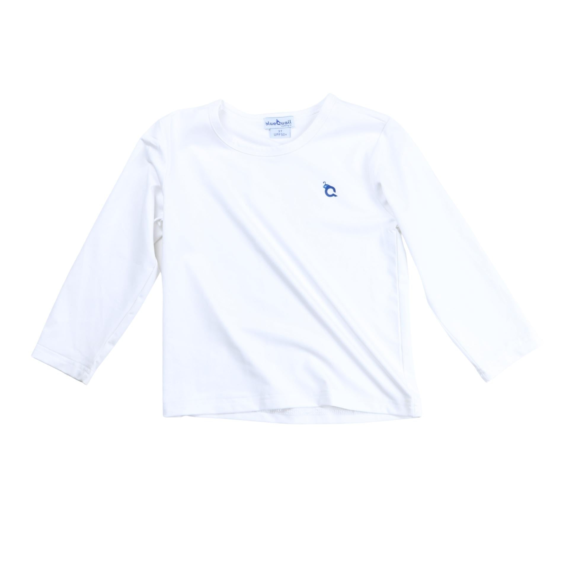 blueQuail White Rash Guard swim shirt for kids
