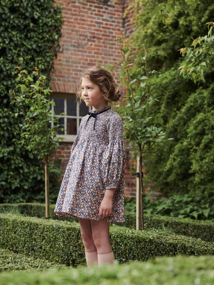 La Coqueta Blue Floral Raya Girl Smocked Dress