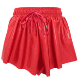 Azarhia Butterfly Shimmer Red Flowy Shorts