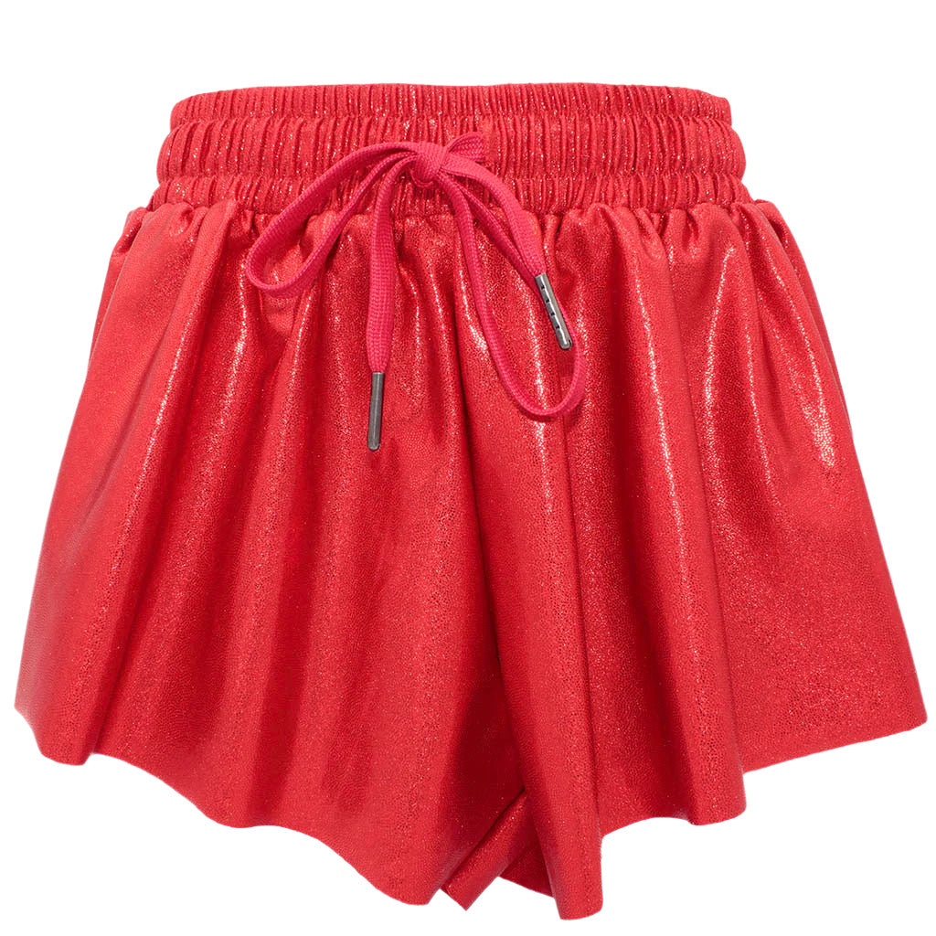 Azarhia Butterfly Shimmer Red Flowy Shorts
