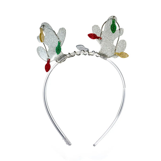Lilies & Roses Silver Glitter Reindeer Antlers Headband