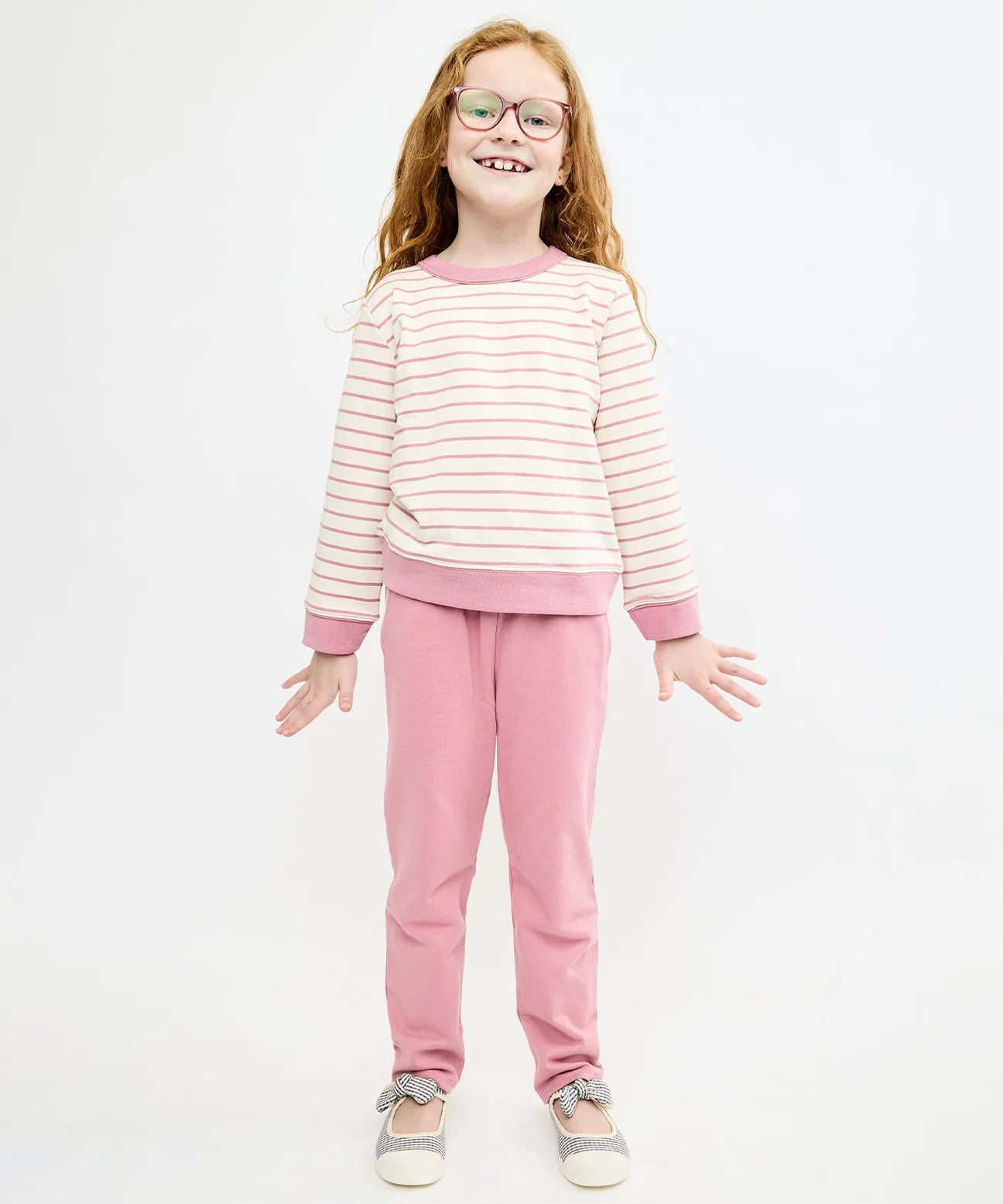Oso & Me Remy Sweatshirt- Rose French Stripe