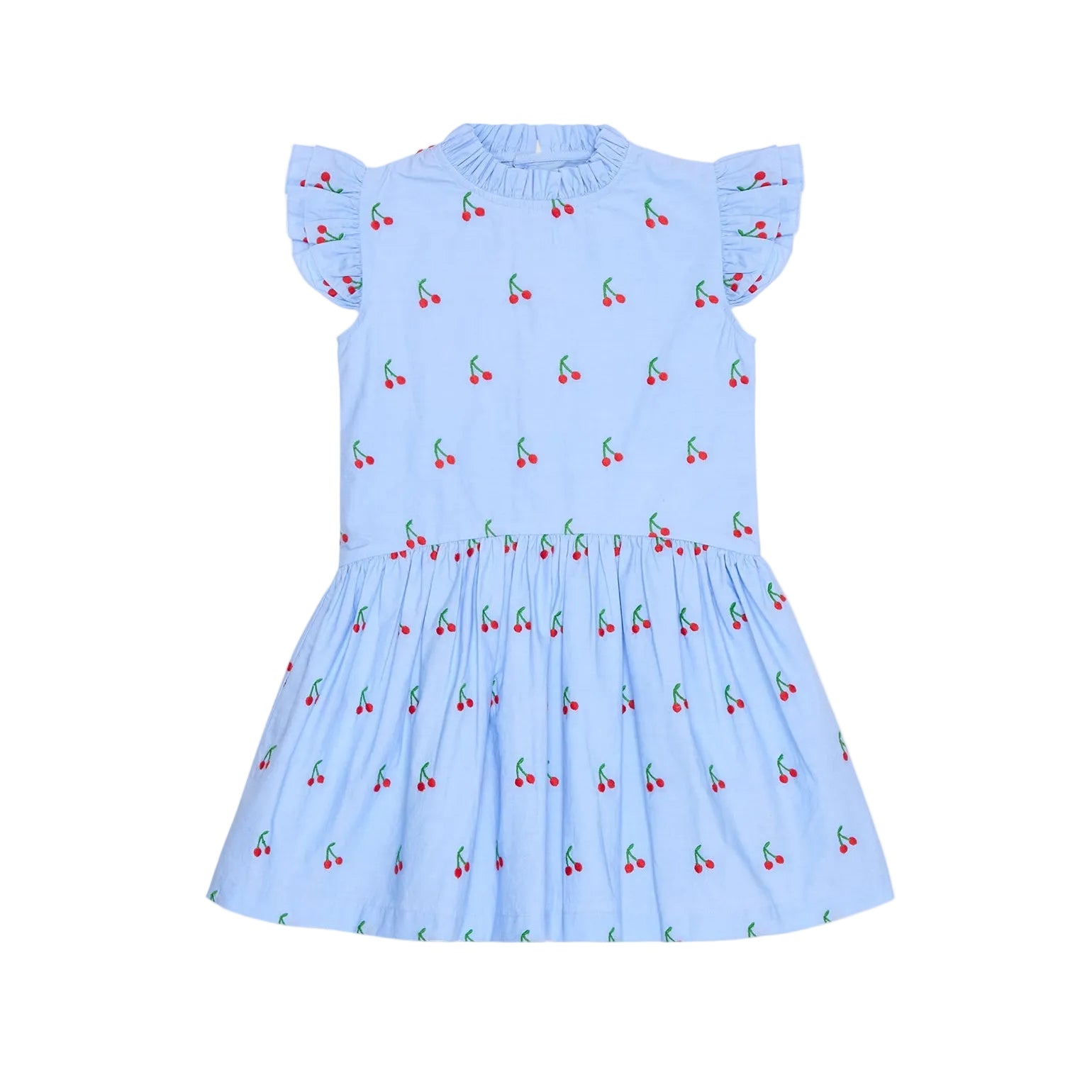 La Coqueta Light Blue Cherry Rita Girl Drop Waist Dress