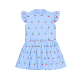 La Coqueta Light Blue Cherry Rita Girl Drop Waist Dress