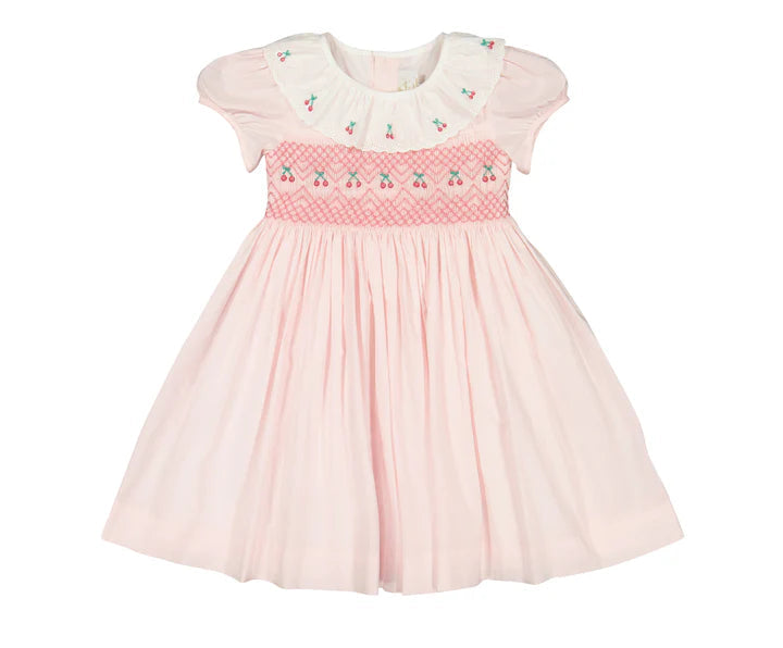 Antionette Paris Cherry Pink Short Puff Smocked Dress
