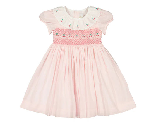 Antionette Paris Cherry Pink Short Puff Smocked Dress